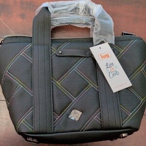 Lug Black Quilted Tote with Colorful Stitching